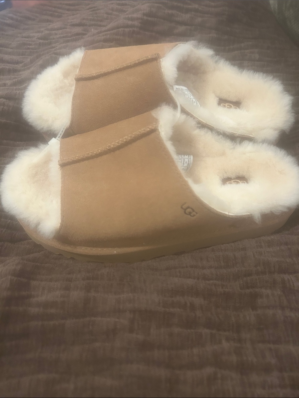 UGG Women’s Chestnut Suede Shearling Slide Slippers